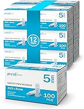 Fine Insulin Pen Needles (Safety Type 31G 5mm) - Diabetic Needles for Insulin Injections, Ultra Fine Compatible with Most Diabetes Pens, Gamma Sterilized - 12 Boxes of 100ct Bulk