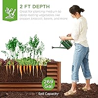 Vista 3 de Best Choice Products Cama de jardín elevada de metal para exteriores de 6 x 3 x 2 pies, maceta de raíces profundas para verduras, flores, hierbas