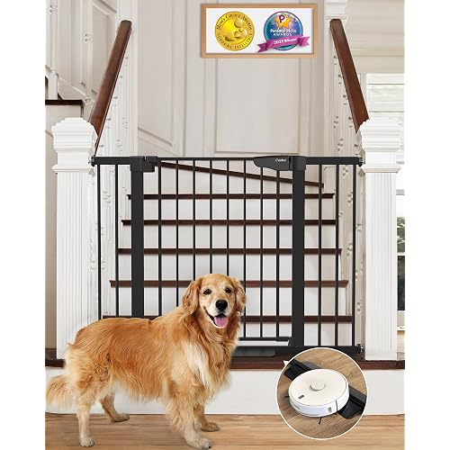 Cumbor 30-46" Baby Gate for Stairs, Mom's Choice Awards Winner-Auto Close Dog Gate for The House, Gifts for Mom, Easy Install Pressure Mounted Pet Gates for Doorways, Black