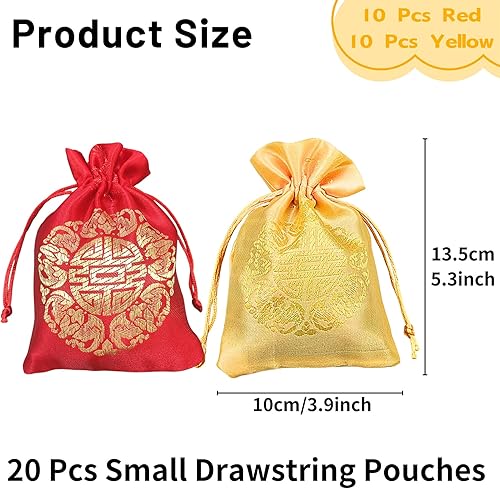 Miniatura 2 de Tenorbass 20 bolsas de regalo con cordón, bolsas de dulces de boda con bolsas de joyería con cordón, estilo chino, bolsa de seda para fiesta de