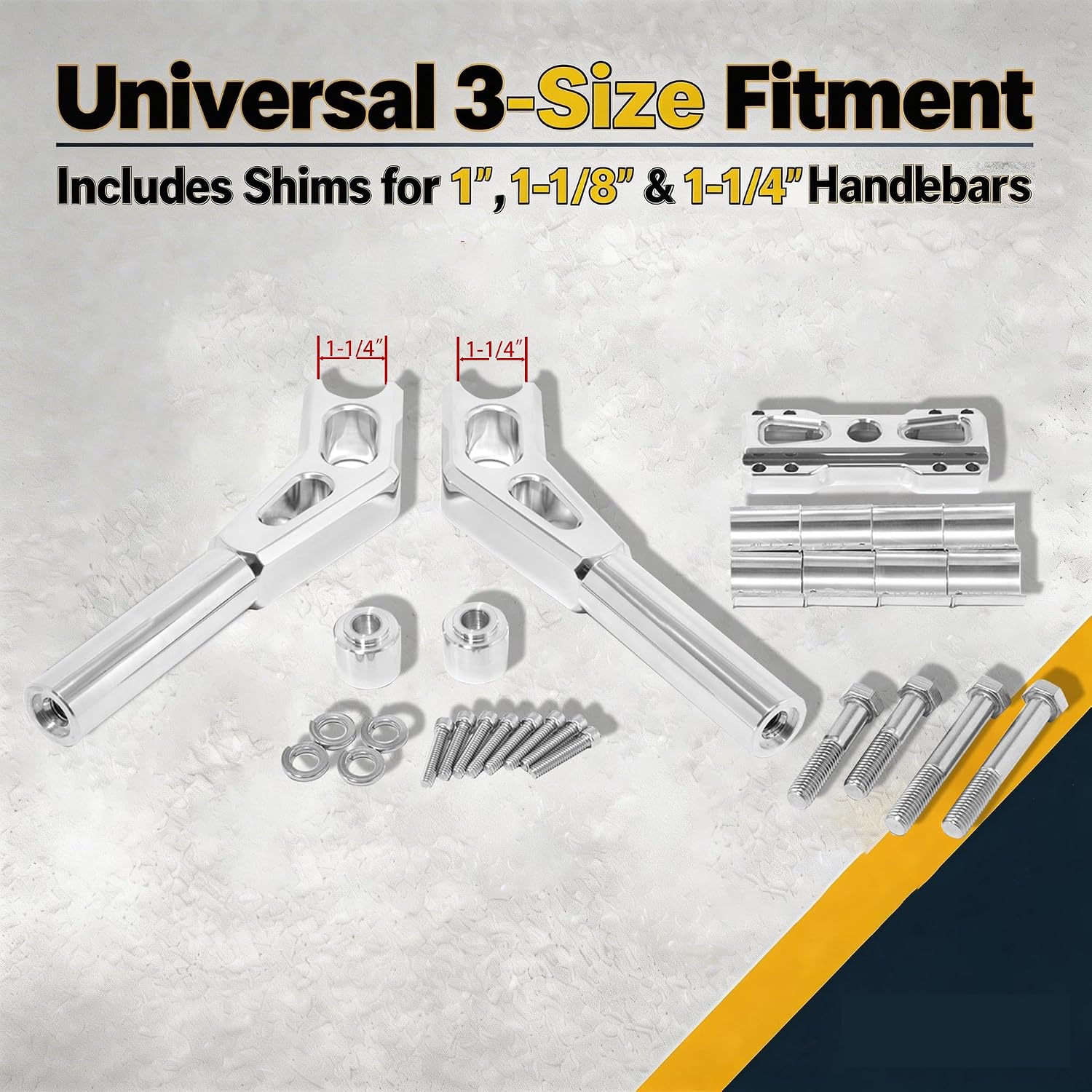TOFR 10" / 11" Pullback Handlebar Risers Clamp Fits 1" 1-1/8" 1-1/4" Handlebar Compatible with Harley Dyna Softail Sportster Touring Street Bob Road King Club Style CNC 6061-T6 Aluminum Polished