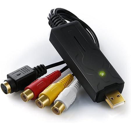 aplic - USB Audio Video Grabber - Neue Software Windows 10 fähig - VHS - Videoadapter zur Bearbeitung Nachbearbeitung vergoldete Kontakte