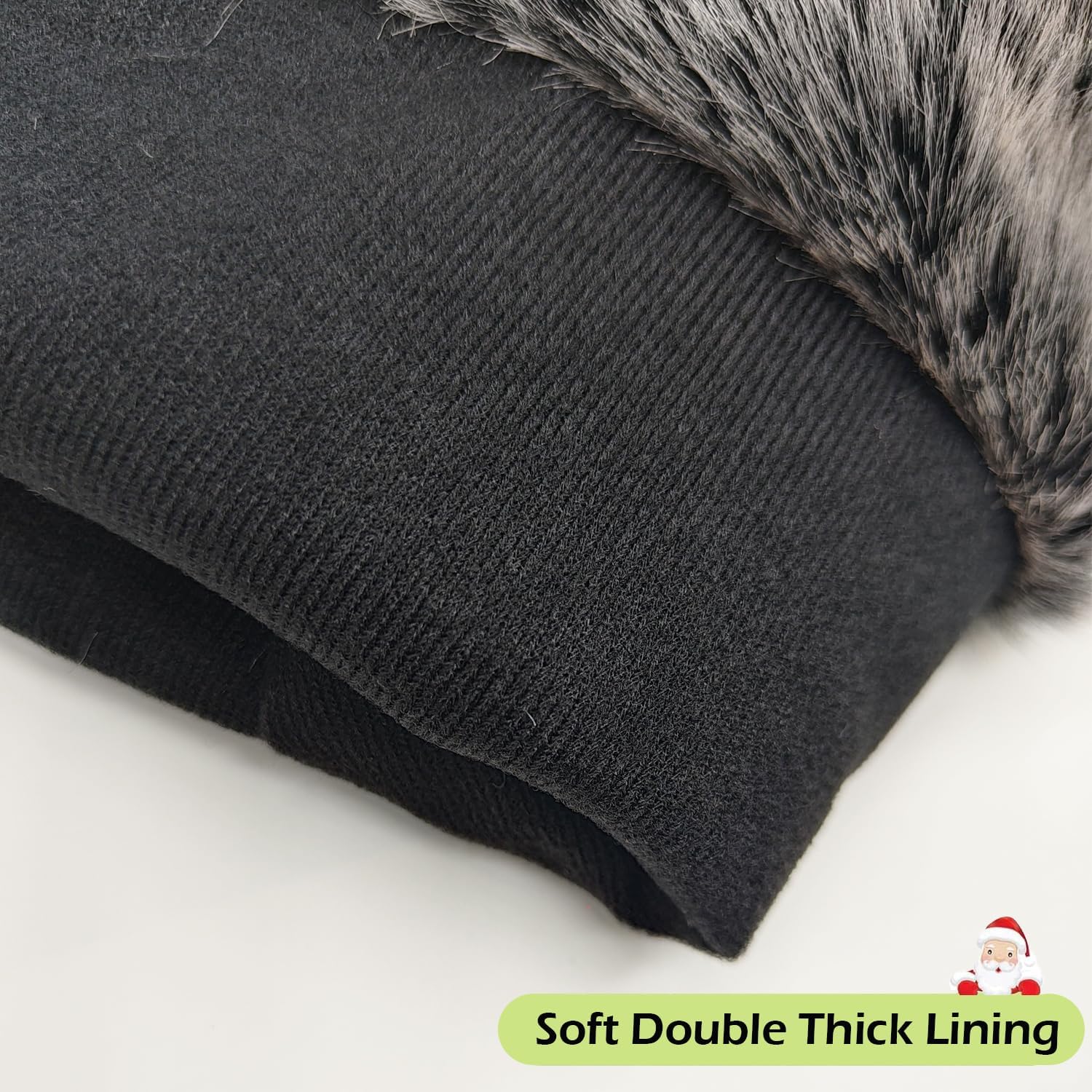 FUEAWIM Black Christmas Santa Hat for Adults Plush Christmas Headwear for Women Men Xmas Holiday New Year Party - Image 6