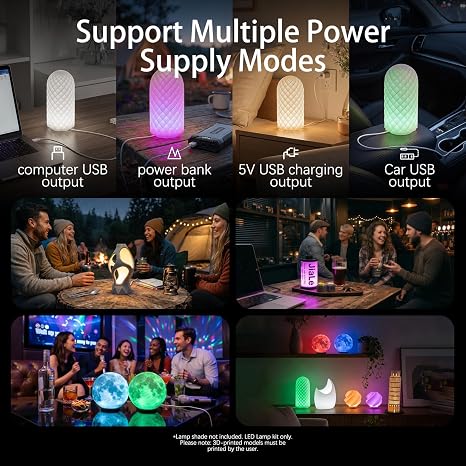 RGB LED Lamp Kit 001 for Bambu Lab A1 mini Makerworld 3D Printed | Color Storage, Dimming, 5V USB Puck Light Set DIY Hardware Spare Parts for Makerwold 3D Printed Light Projects