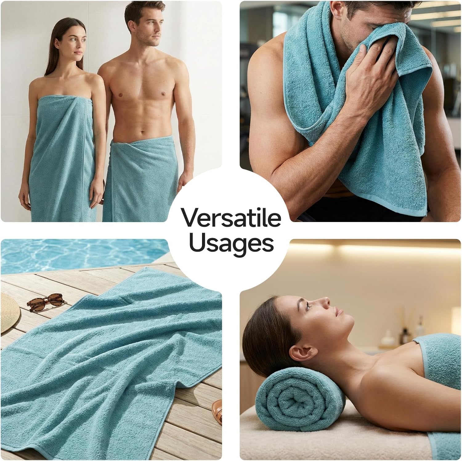 REDKISS 6-Piece Bath Towel Set, Ultra-Plush & Highly Absorbent 100% Cotton Towels for Bathroom, Blue Set Includes 2 Bath Towels, 2 Hand Towels, 2 Washcloths​​ - Image 8