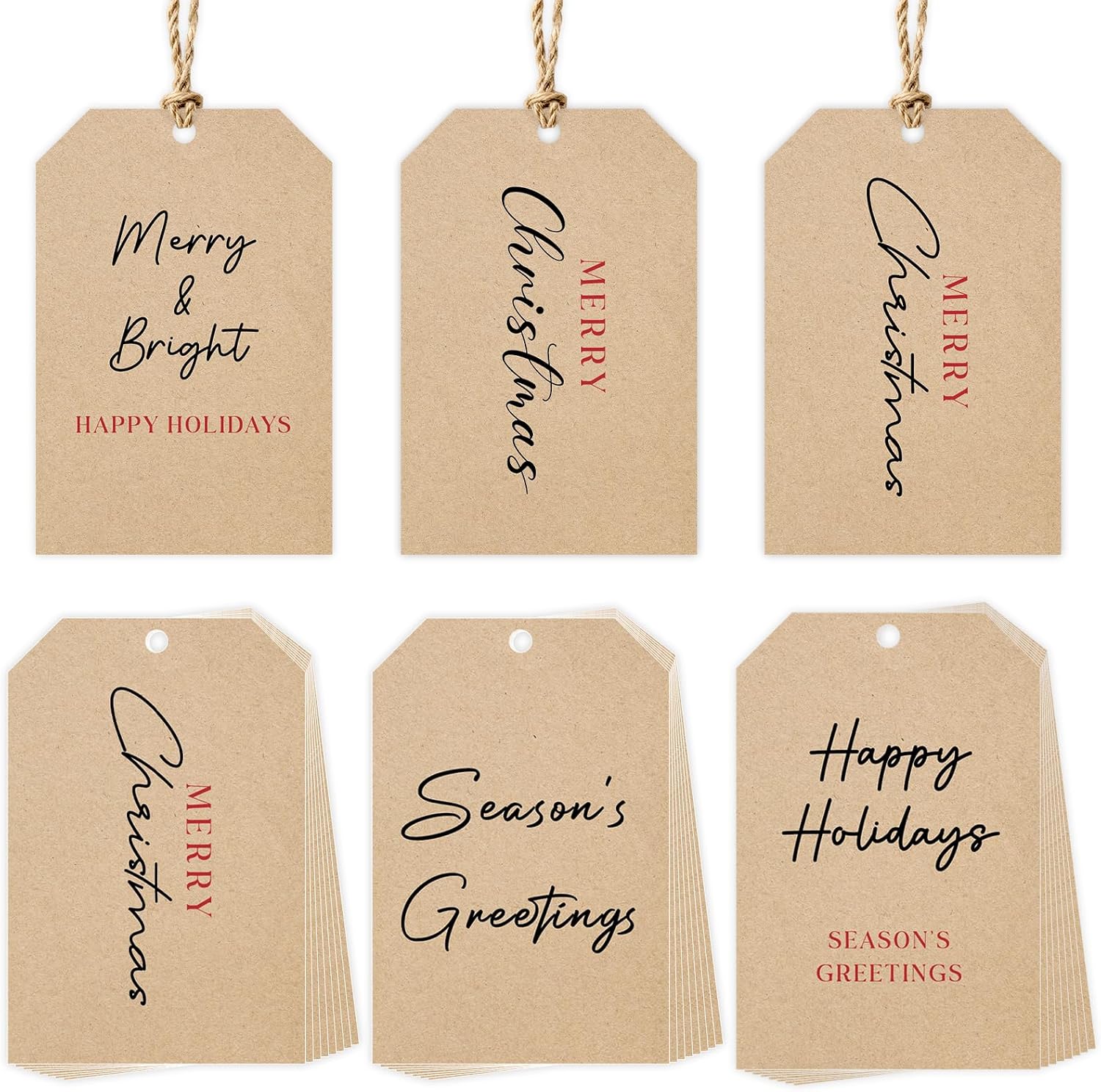 Amazon.com: Modern Christmas Gift Tags, 48Pcs Christmas Paper Labels ...