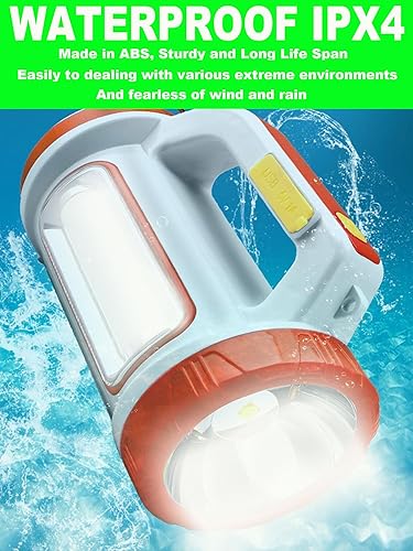 Miniatura 4 de SUYOOULIN Linterna LED recargable solar, súper brillante, 10000 lm, reflector LED de mano, linterna de campamento, luz de trabajo, 5 modos de luz,