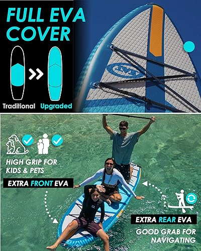 Miniatura 4 de MOUSA 11'×34" Extra Wide Inflatable Stand Up Paddle Board, Stable Ultra Wide SUP for 2 PeopleFamily wShoulder Strap, 1600D Backpack, All-Round Sup