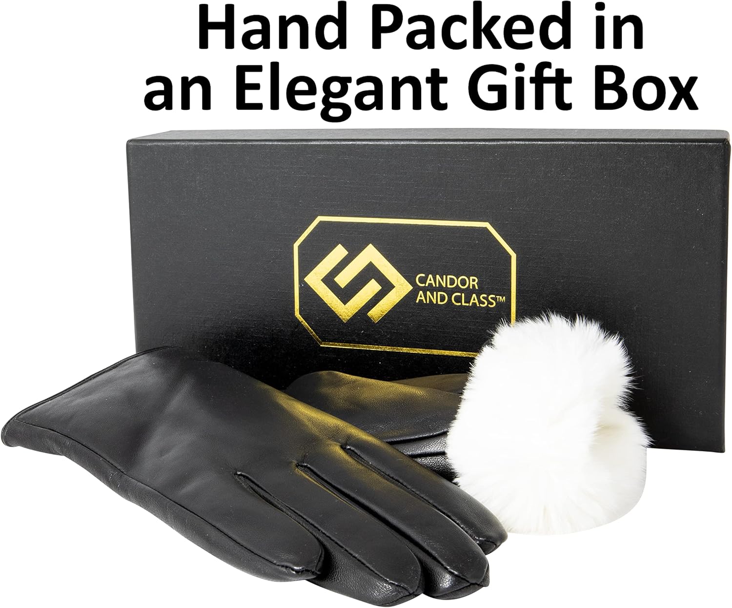 Women's Rabbit Fur Lined Sheepskin Leather Gloves, Touchscreen, Winter Leather Gloves for Women, Gift Box