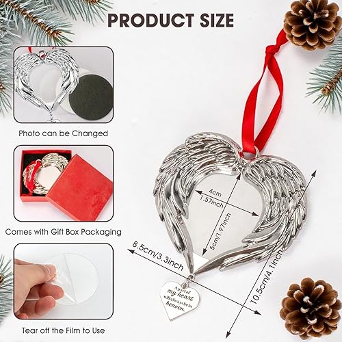 Miniatura 4 de Adornos de fotos conmemorativos de alas de ángel de Navidad 2025, regalos de condolencias por la pérdida de un ser querido, marco de fotos