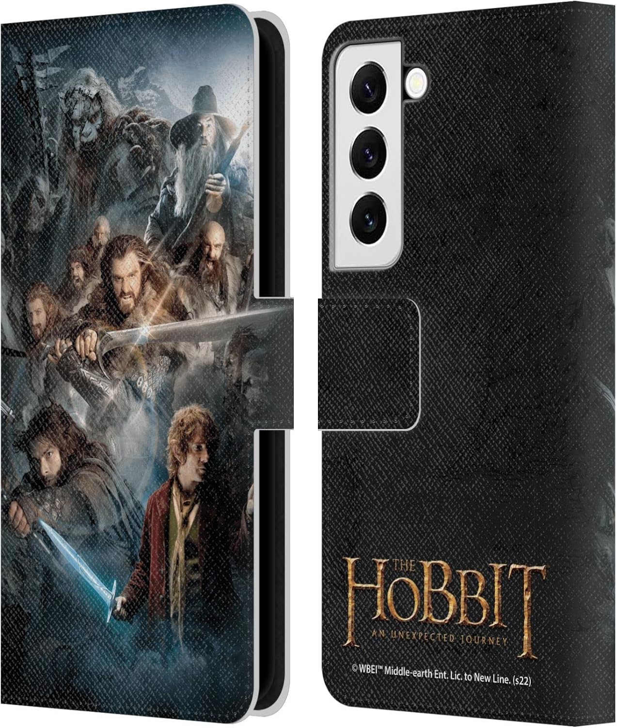 Head Case Designs Officially Licensed The Hobbit an Unexpected Journey Group Key Art Leather Wallet Case Compatible with Samsung Galaxy S22 5G