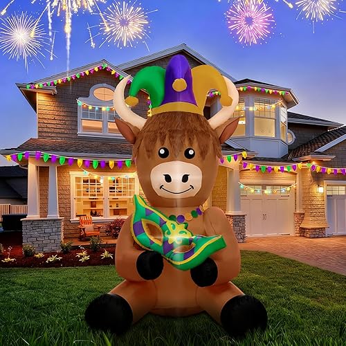 Vista 8 de Shappy Decoración inflable de Navidad de 4.9 pies con sombrero de Papá Noel, decoración inflable de Navidad con luz LED, decoración navideña