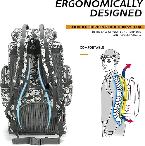 Miniatura 6 de HongXingHai 70L100L senderismo camping mochila MOLLE mochila impermeable Daypack para viajar, camuflado (City Camo), Mochila de senderismo 100l