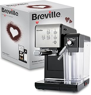 Breville Prima Latte II Espresso | Machine à latte & cappuccino | Pompe 15 bars professionnelle & mousseur de lait | Argen…