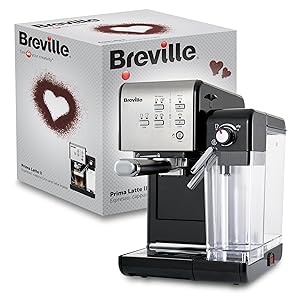 Breville Prima Latte II Espresso | Cafetera para latte y capuchino | Bomba profesional de 15 bares y espumador | Plata [VCF108X]