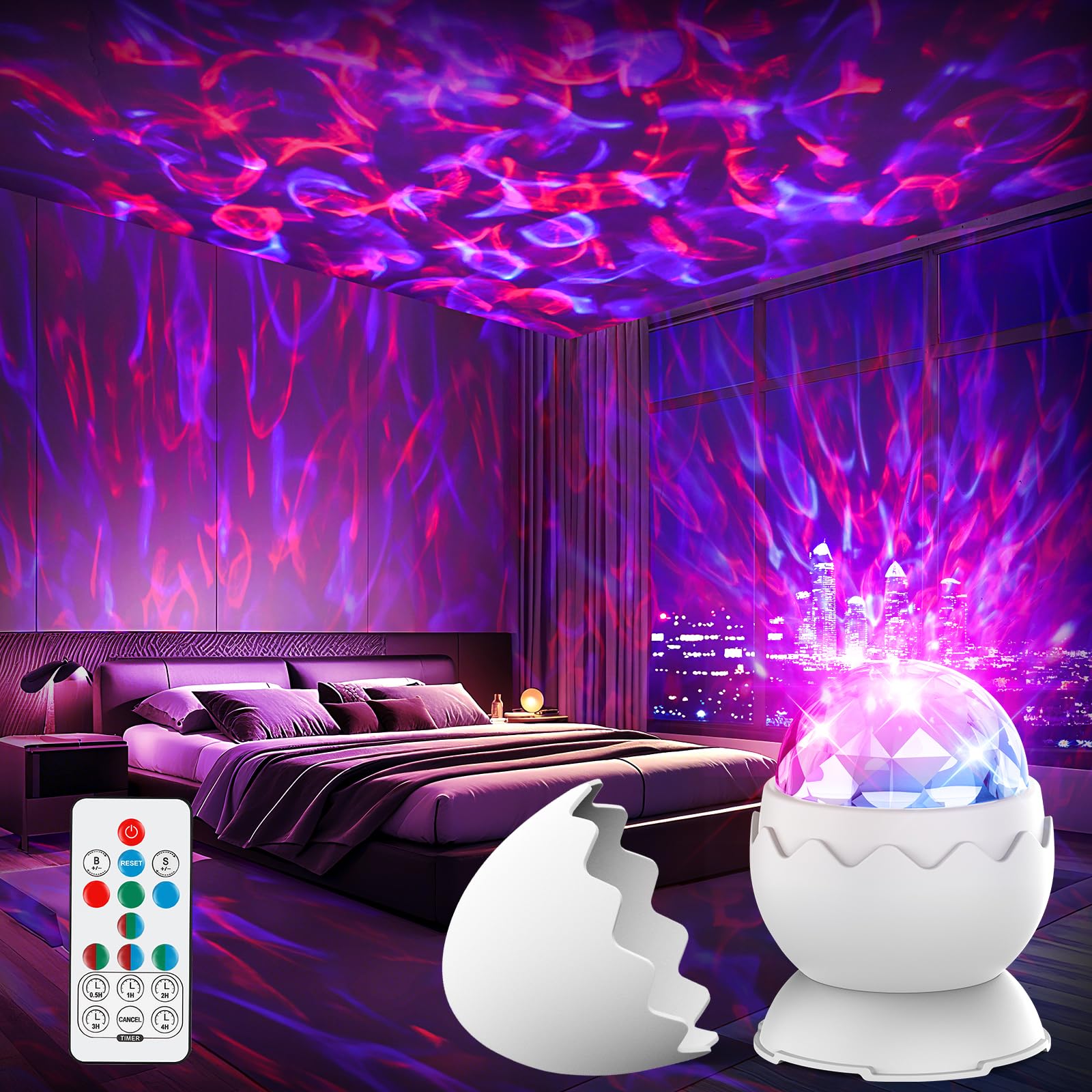Proran Galaxy Projector in White Dinosaur Egg design