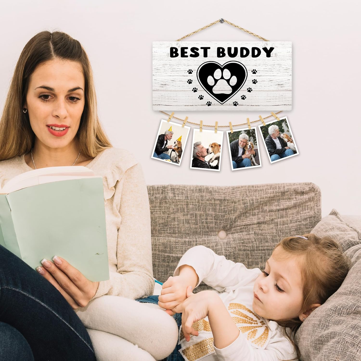 Dog Picture Frame Photo Hanging Display, Dog Mom Dad Lovers Owner Gifts for Women Men, Gifts for Pet Lovers, Best Buddy Picture Board Photo Holder for Wall Decor - Image 5