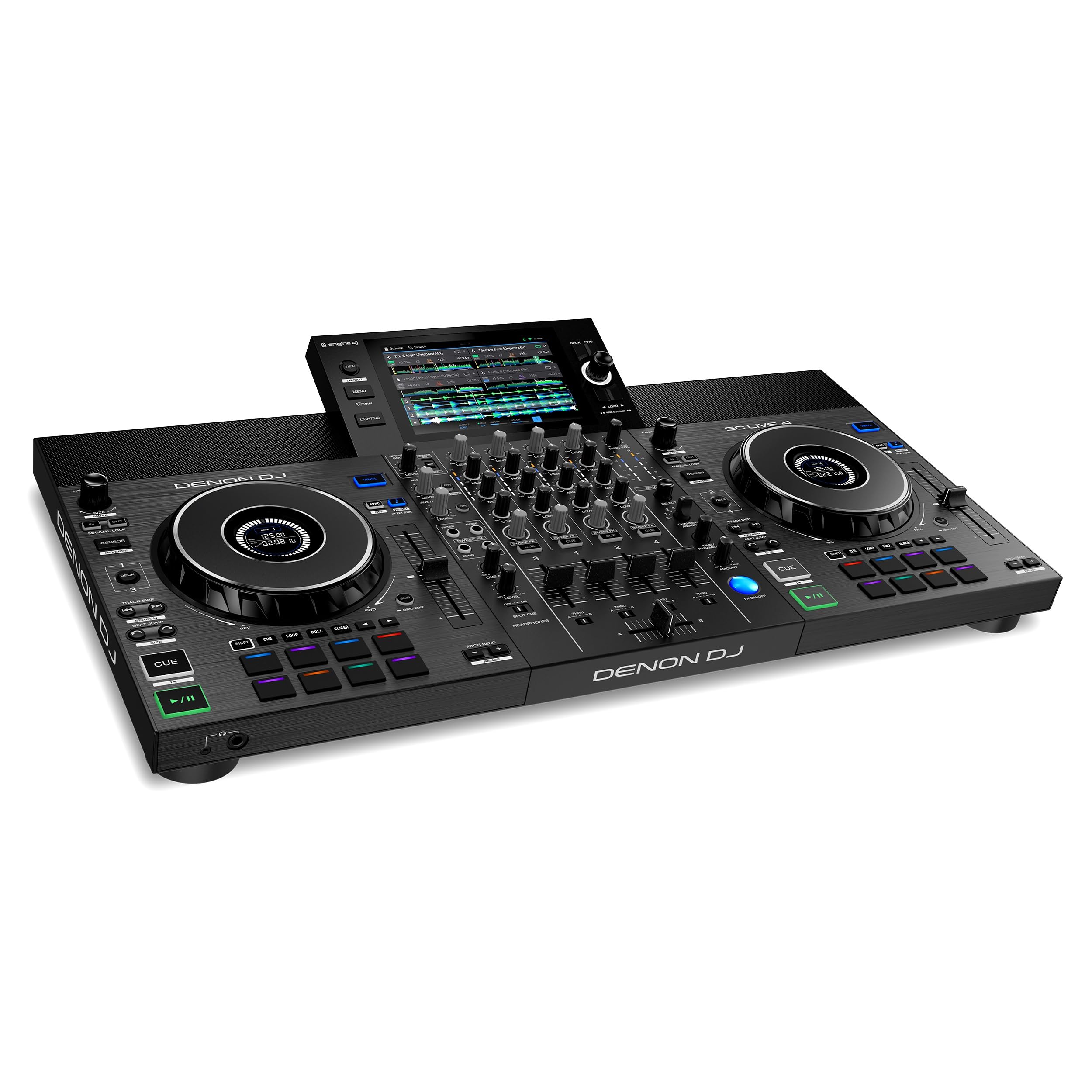 Denon DJ SC LIVE 4 contrôleur DJ autonome avec séparation Stems sur 4 platines, Wi-Fi, haut-parleurs intégrés, compatible Serato DJ et Virtual DJ