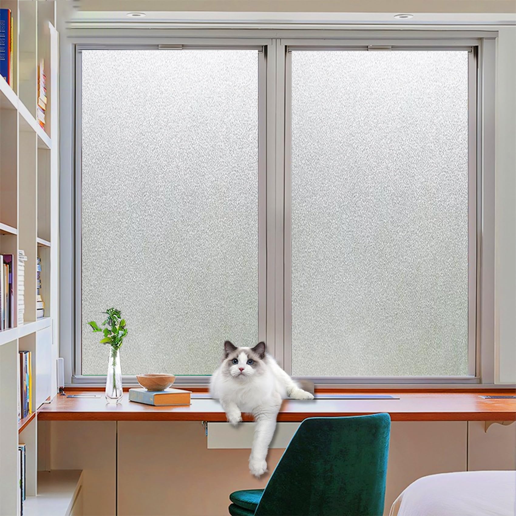 Vinilo para Ventanas Efecto 120 x 300 cm, Translúcido, Protector Solar, Protección UV, Rotección de La Intimidad, Translucido Vinilos Decorativos, para Dormitorio Oficinas, Mate Puro