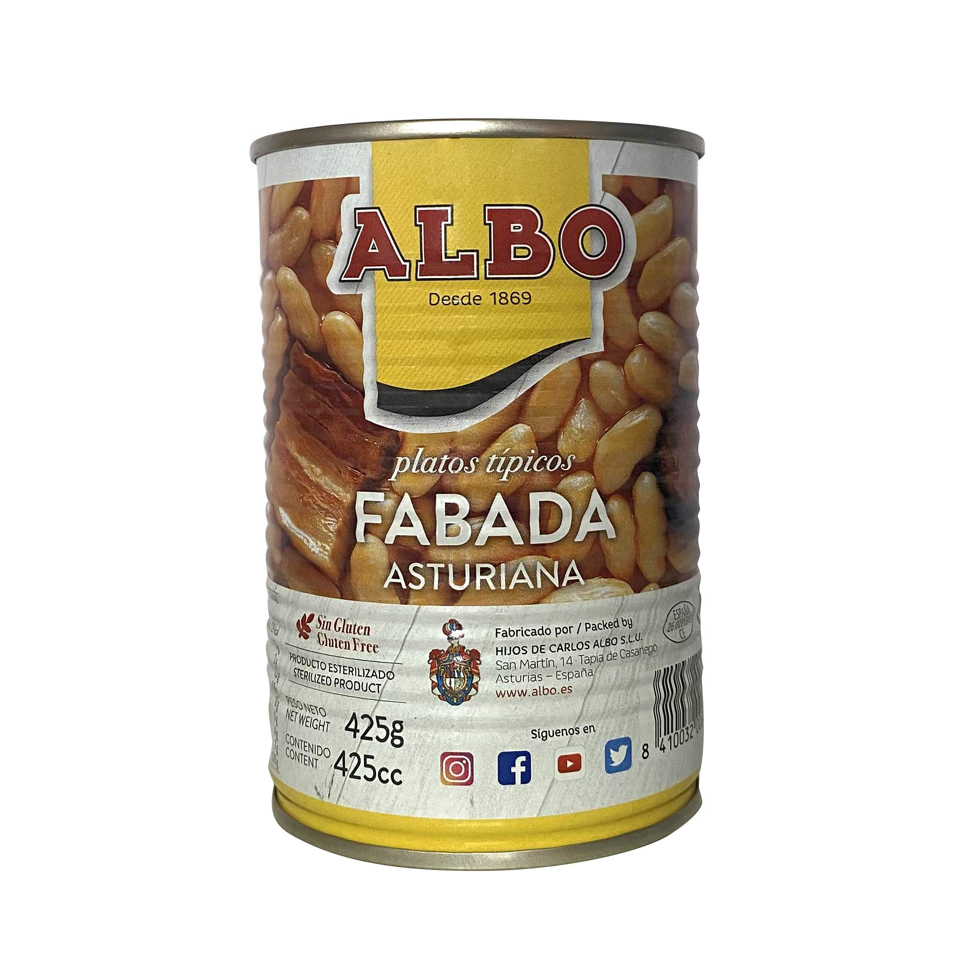 Albo Conserva de Fabada Asturiana Tradicional, Plato Preparado Sin Gluten, 425 g