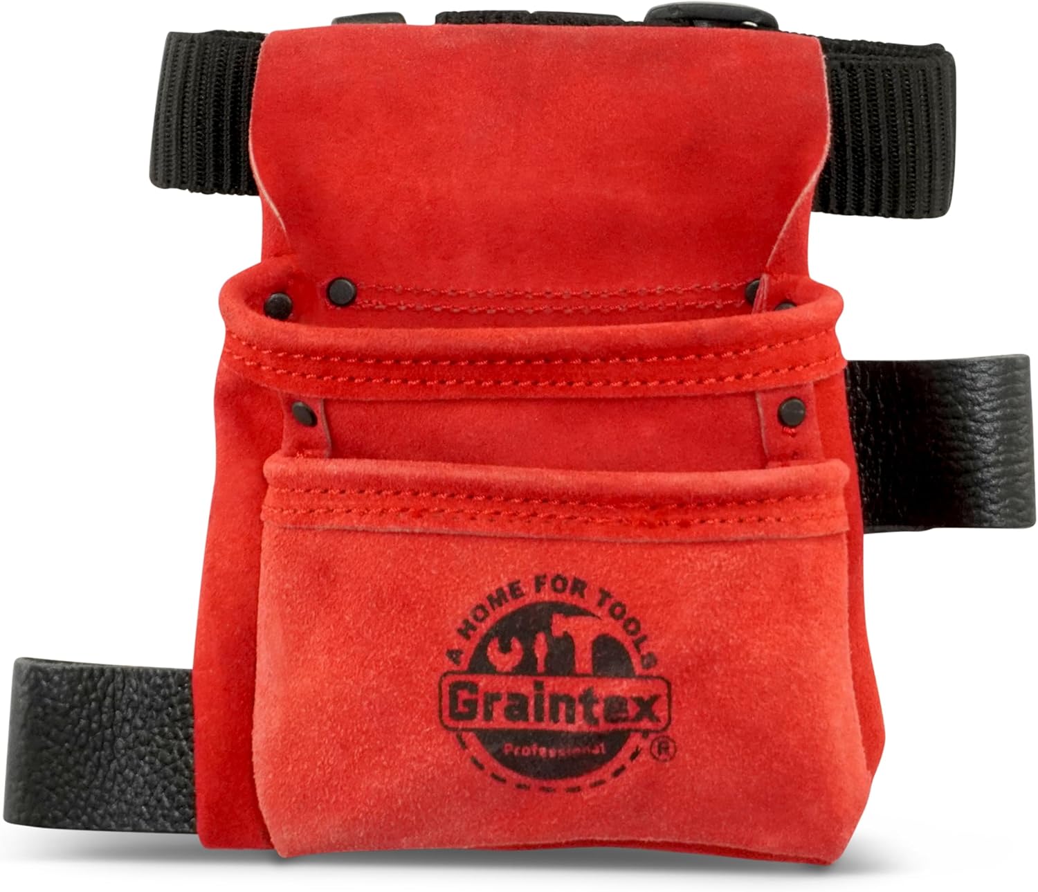 Graintex 2 Pocket Children's Tool Pouch, Suede Leather Pouch with Hammer Loop, Ideal for Home Improvement Projects, Kids Tool Belt for Young DIY Enthusiasts, Adjustable Webbing Belt