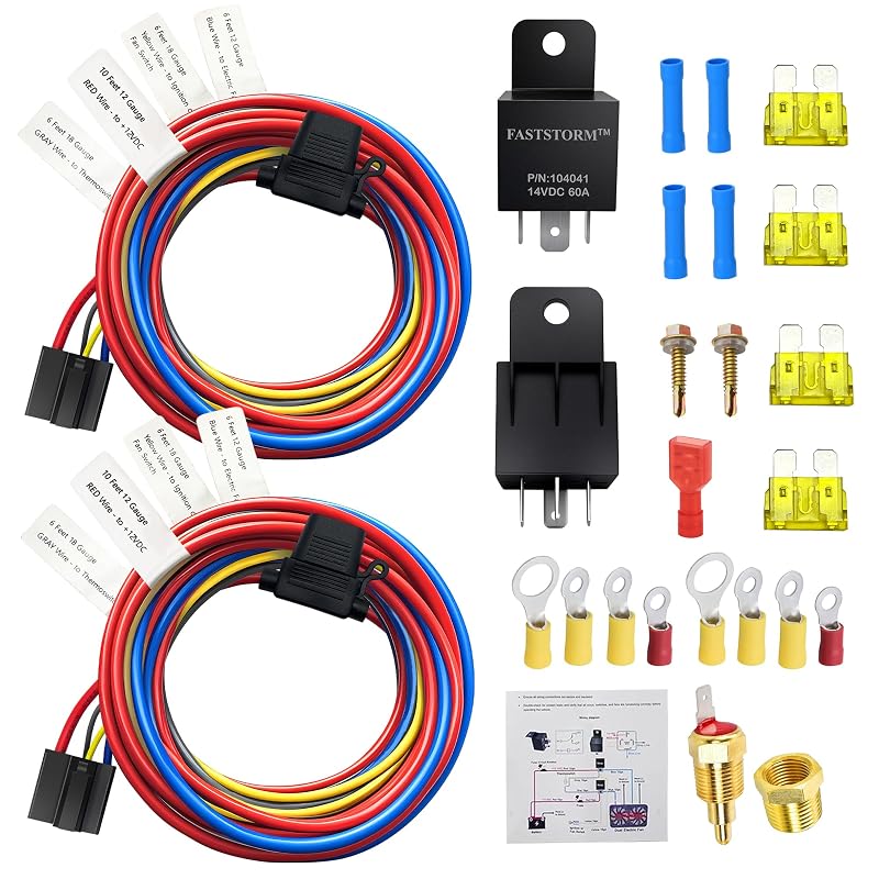 Kit Relé para Ventoinha Elétrica Dupla FASTSTORM 60 A com Interruptor de Temperatura – 1 kit