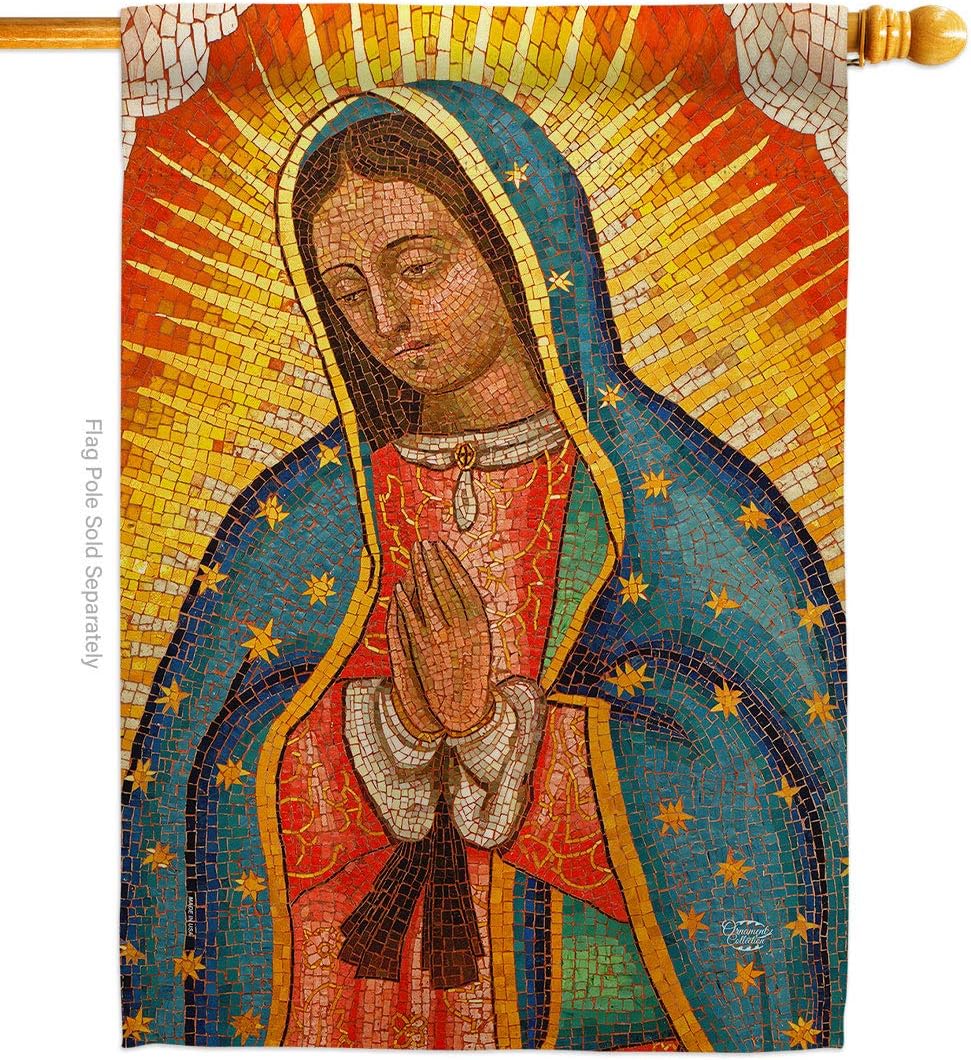 Lady of Guadalupe House Flag - Religious Faith Hope Grace Peace Dove Christian Religion Easter - Decoration Banner Small Garden Yard Gift Double-Sided Made in USA 28 X 40
