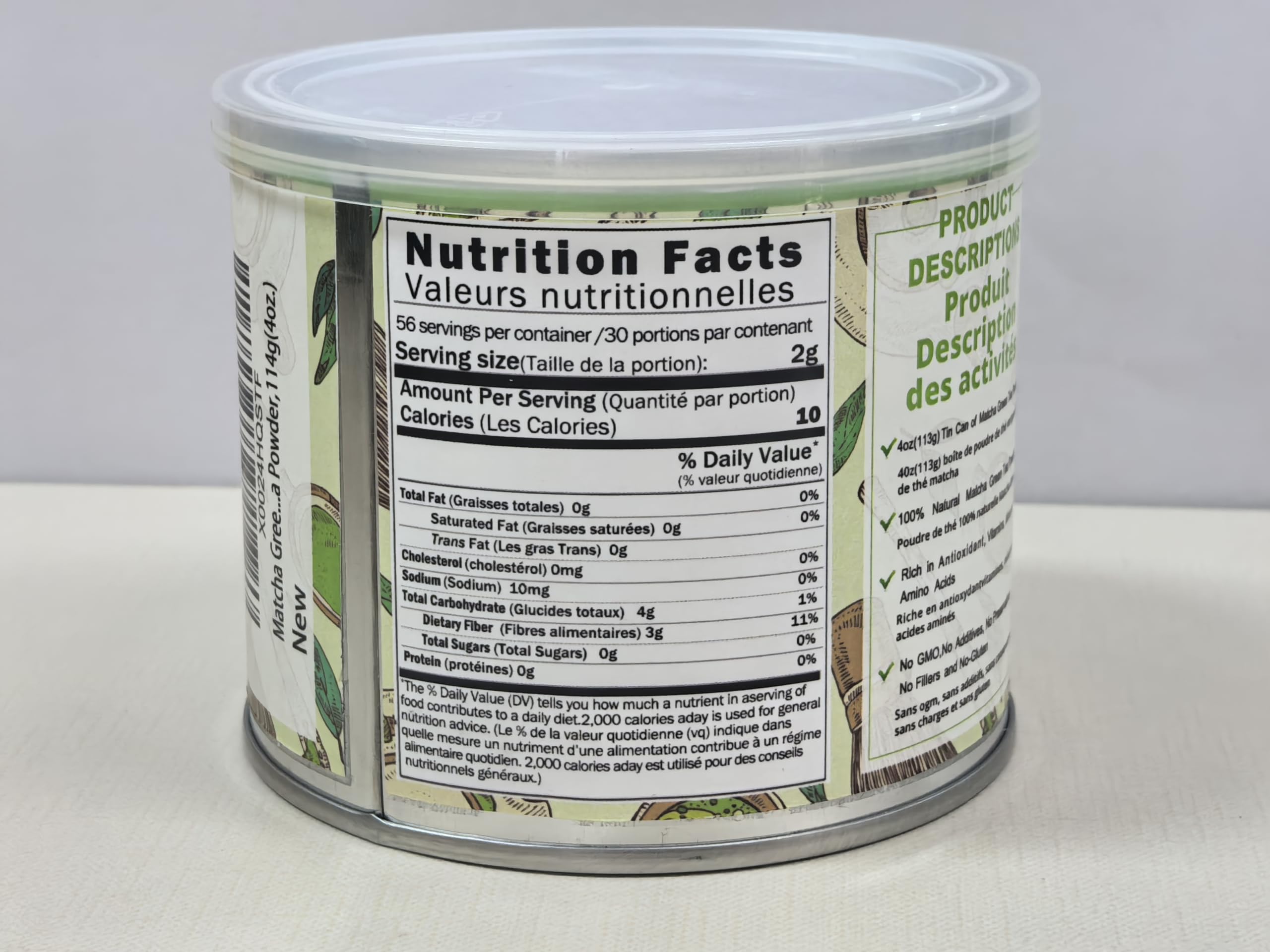 Organic Matcha Green Tea Powder-4oz 113g Tin 100 Natural Pure Ceremonial Grade No Additives or Fillers NO GMO — view 8