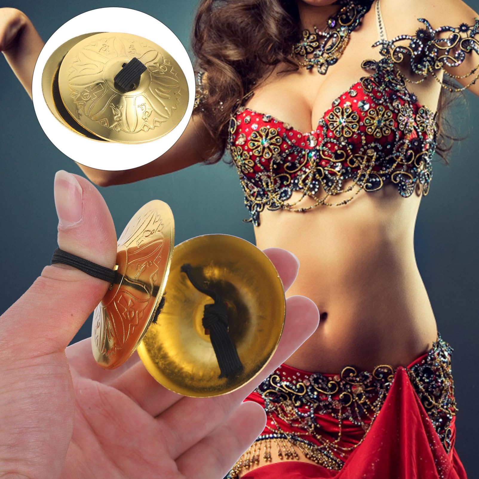 BESPORTBLE 2 paia Cimbali da Danza per Strumenti Musicali per Percussione Cimbali Piccoli Creativi per Sviluppare Ritmo e per Danza Ventre e Giochi Musicali