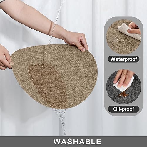 Miniatura 6 de Myir JUN Manteles individuales redondos de doble cara, de piel sintética, juego de 4 manteles individuales para interiores para mesa de comedor al