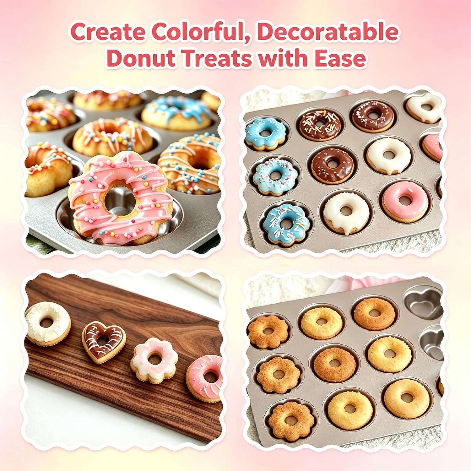 2Pcs Madeleine Pan Non-Stick Kitchen Oven Baking Pans - Pudding Moulds, Baking Cookie Moulds, Carbon Steel with Non-stick Coating Inside & Outside, Kitchen Reusable Baking Tools (Flower style)
