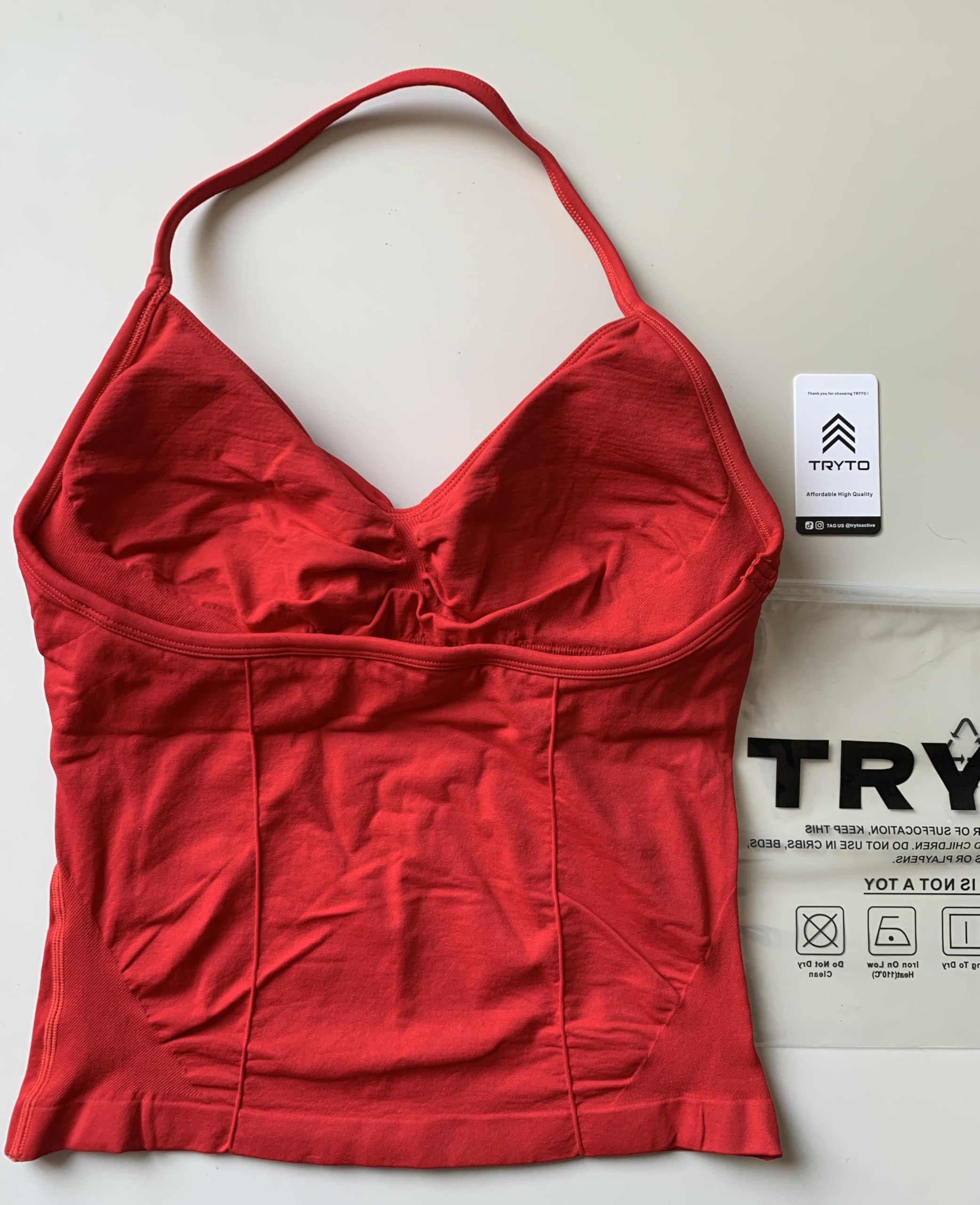 TRYTO Impact Longline Strappy Top Women Impact Longline Halter Tops Workout Longline Tank Top Compression Gym Fitness