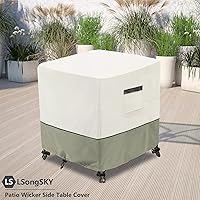 Vista 4 de Funda de mimbre para mesa auxiliar de patio, impermeable, cuadrada, pequeña, adecuada para mesa auxiliar de mimbre de 3 piezas, juego de mesa