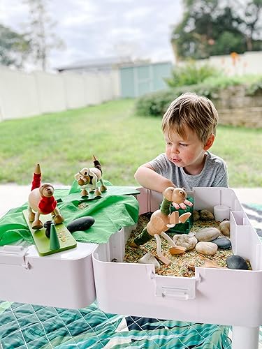 Miniatura 3 de Anamalz Juguete de dinosaurio Brontosaurio de madera para niños pequeños, divertido y posable para el aprendizaje temprano, madera natural lisa,