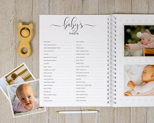 Miniatura 5 de Libro de recuerdos de corazón para bebé, álbum de tapa dura para primer año personalizado con el nombre del bebé, diario para niña (corazones