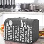 Yarwo 2 Couverture de grille-pain avec poches et poignée supérieure, nylon, convient le plus standard 2 Grille-pain en tranches, gris avec flèche