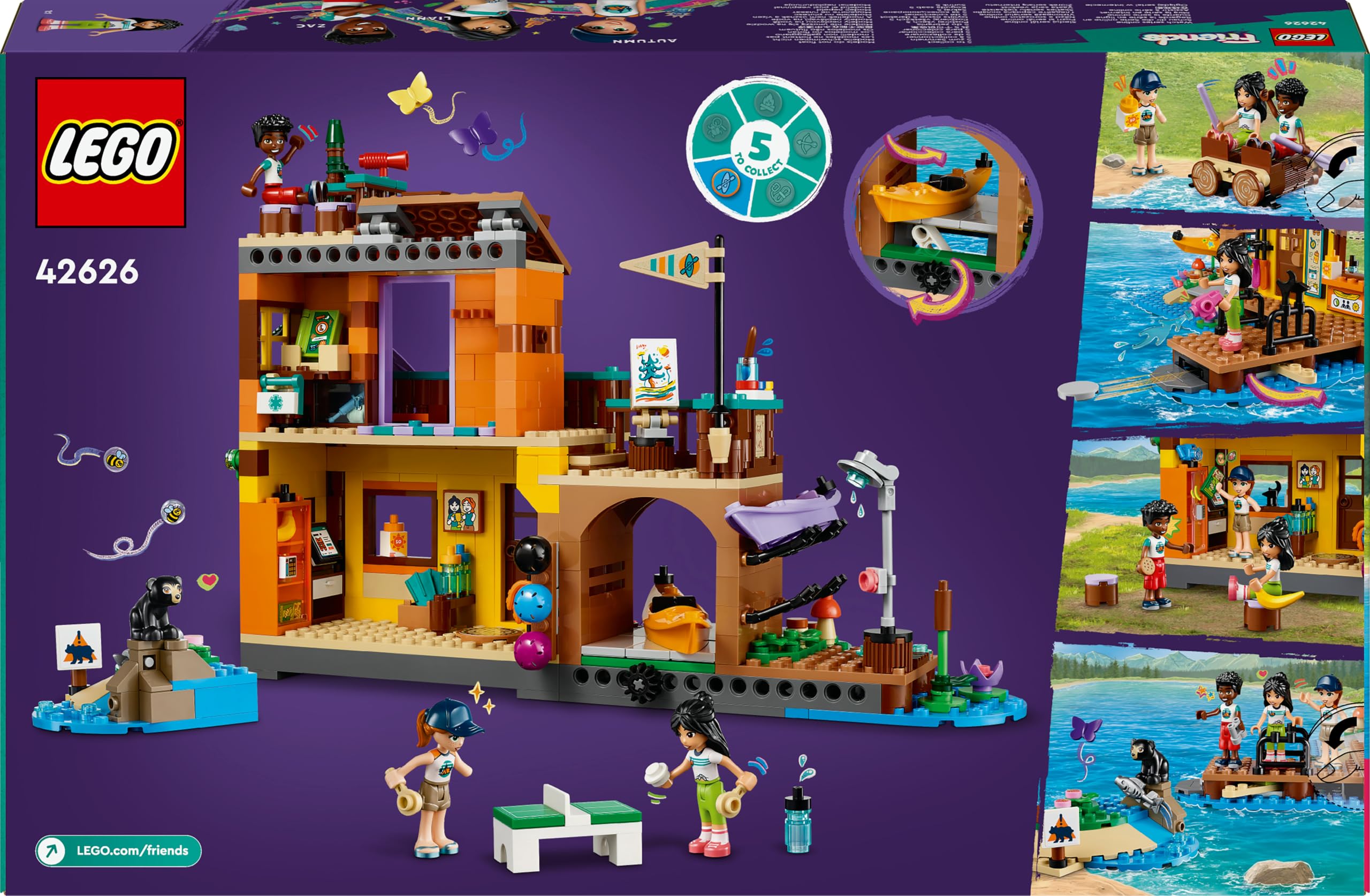 LEGO Friends Campo Avventura - Sport Acquatici, Giochi di Ruolo Educativi per Bambine e Bambini da 7 Anni con Molo e Campeggio Giocattolo da Costruire, Accessori e 3 Personaggi, Idea Regalo 42626
