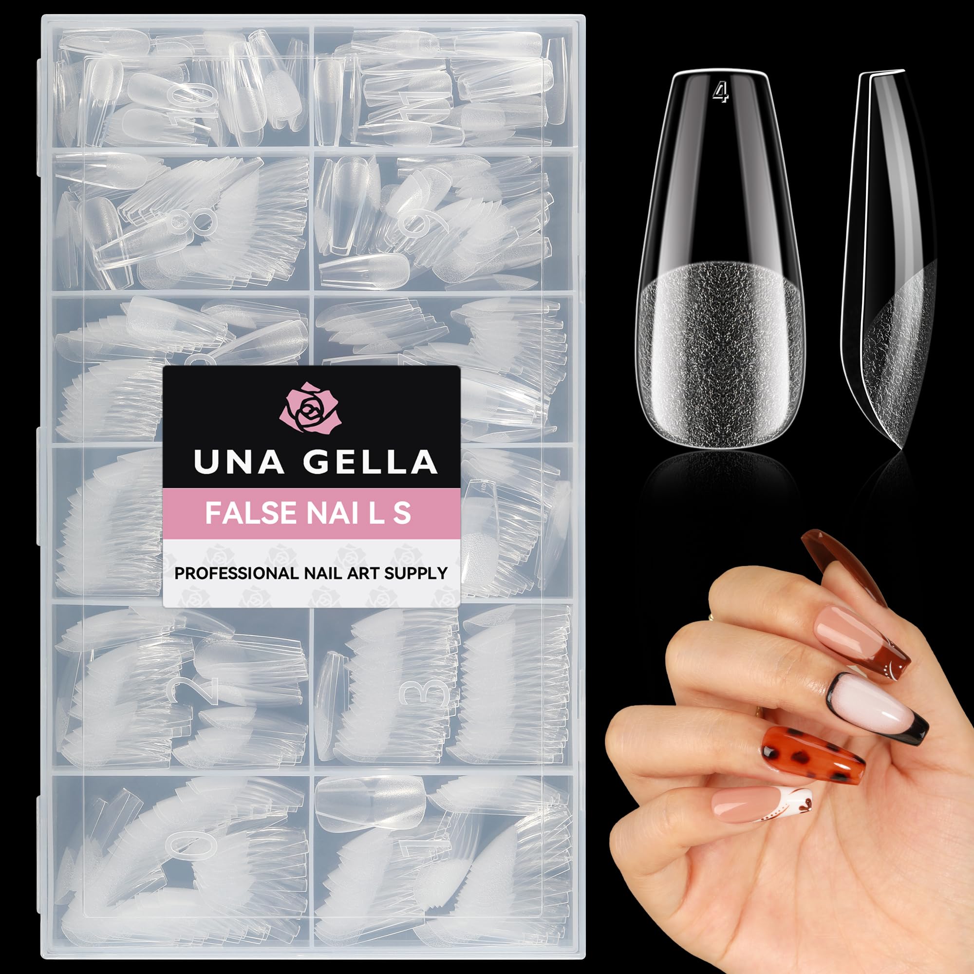 Medium Coffin Nails Tips 504pcs - Gel Nail Tips Coffin Acrylic Full Cover Pre-buff Soft Gel Nail Tips Half Matte For Nail Extension Home DIY Salon 12 Sizes