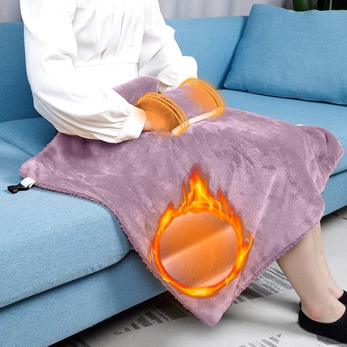 Review Luka077 Regina Electric Throw Blanket Throw Heated Fast Heating Office Lunch Break Machine 23.6 x 35.4 Inch (Purple)