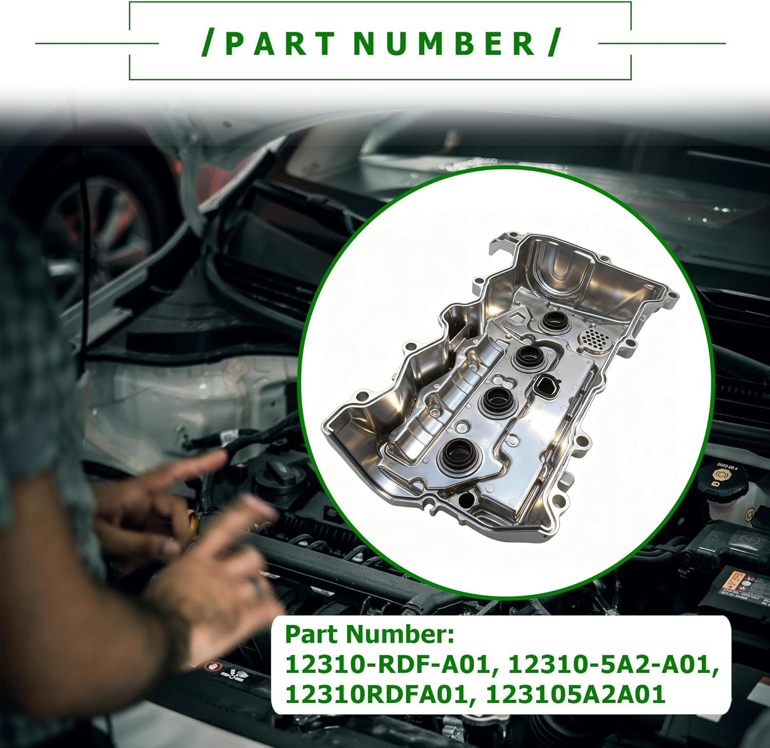 Aluminum Engine Valve Cover with Gasket Compatible with Honda CR-V 2015-2019 Accord 2013-2017 2.4L Replace 12310-RDF-A01