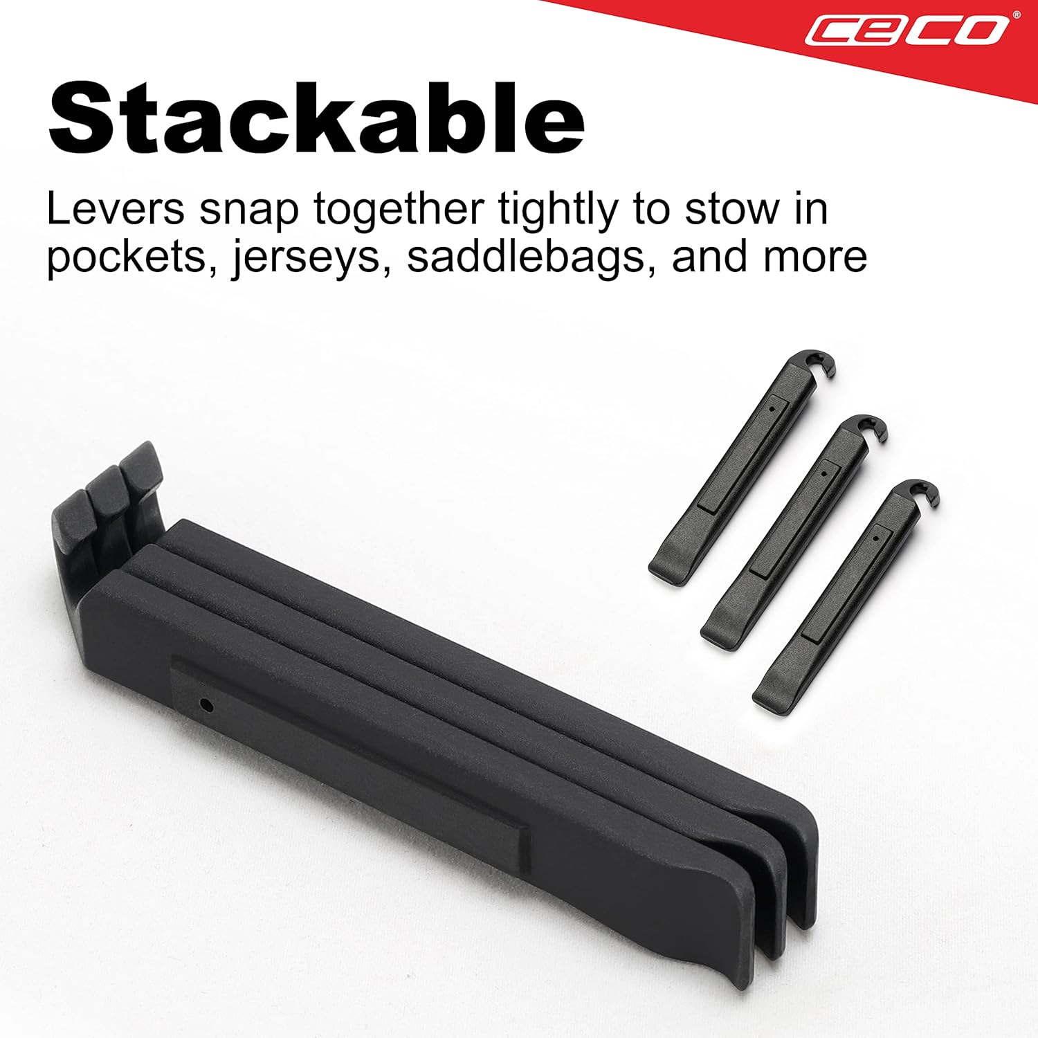 CECO USA Bicycle Tire Removal Lever, 3 Piece Set, Easy to Use, Slim, Compact, Lightweight, Nylon Reinforced with Glass Fiber for Strength