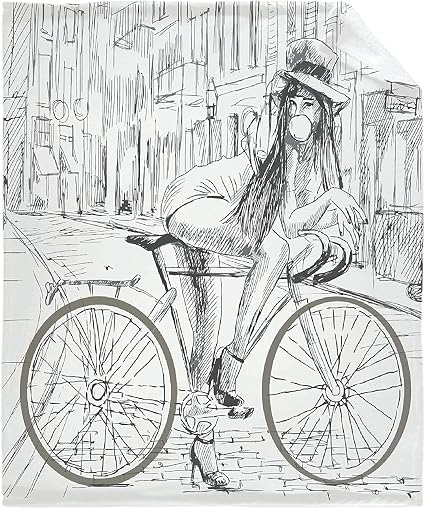 SSWM Coperta in flanella dipinta a mano per bici e signora super morbida e  calda per la casa, Shaggy, leggera per divano letto, divano 203,2 x 177,8  cm per la famiglia :