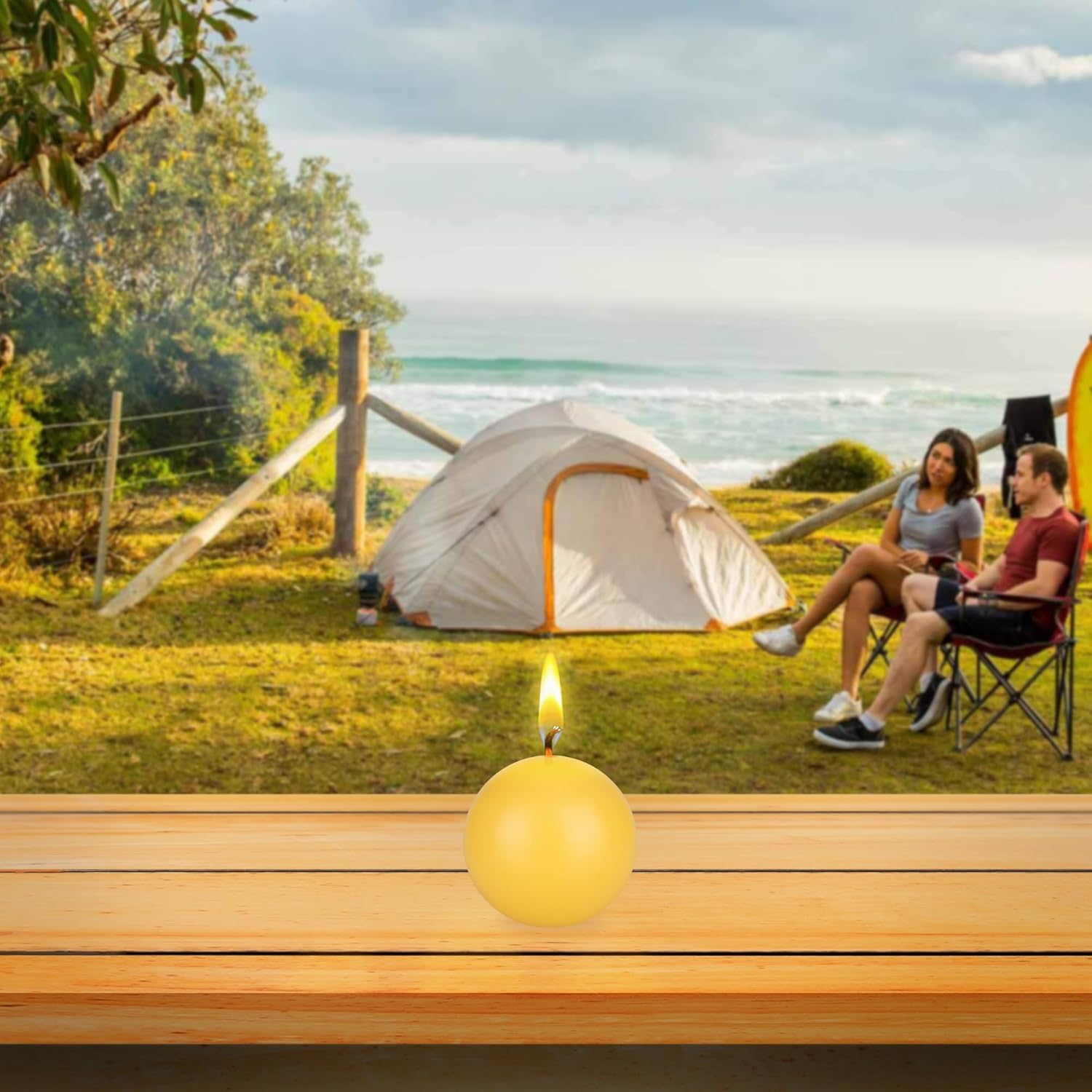 Mega Candles 6 pcs Scented Solid Citronella Ball Round Candles, Hand Poured Wax Candle 3 Inch Diameter, Indoor & Outdoor Use, Camping, Festivities, Events, Party Usage, Patio, Barbecue BBQ, Picnics