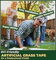 Vista 5 de Cinta de Costura de Césped Artificial de Doble Cara 6" x 16' Cinta de Costura Autoadhesiva para Pisos de Concreto y Madera, Patios, Alfombras