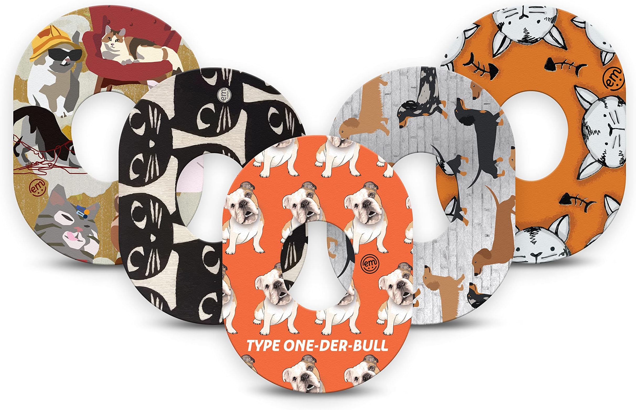 Adhesive Patches for Dexcom G7 & Stelo (5-Pack) - Made in The USA, Waterproof, Split Backing, CGM Tape (Dogs and Cats)