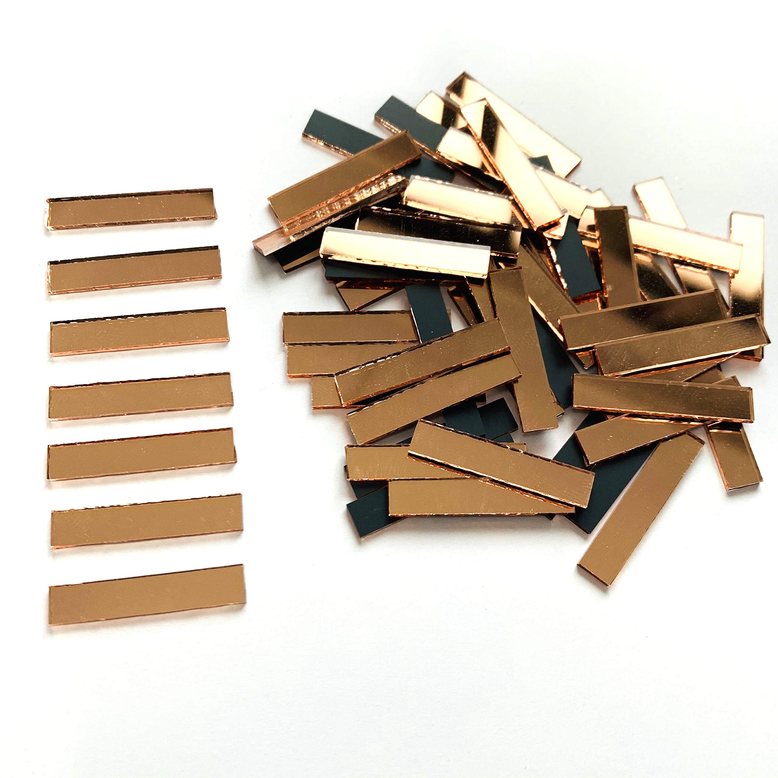 200 szt. mini prostokątnych płytek lustrzanych, małe szklane elementy mozaiki (różowe złoto)
