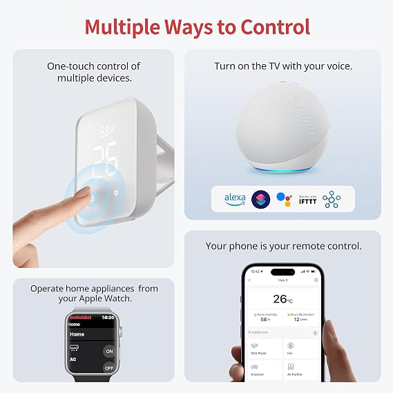 SwitchBot Matter Hub 2, work as a WiFi Thermometer Hygrometer, IR Remote Control, Smart Remote and Light Sensor, Link SwitchBot to Wi-Fi (Support 2.4GHz), Compatible with Alexa&Google Assistant