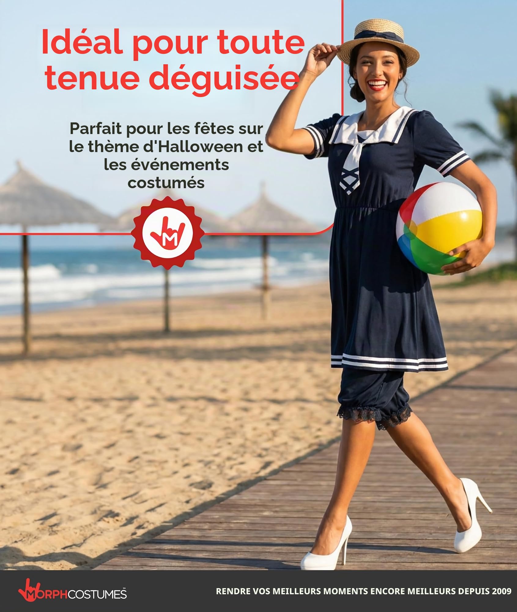 Fun Shack Deguisement Victorien Femme, Costume Baigneuse Halloween | Robe, Bloomer Assorti & Chapeau, Look Victorien d'Antan, À Enfiler, Parfait pour Halloween, Idéal pour se Déguiser