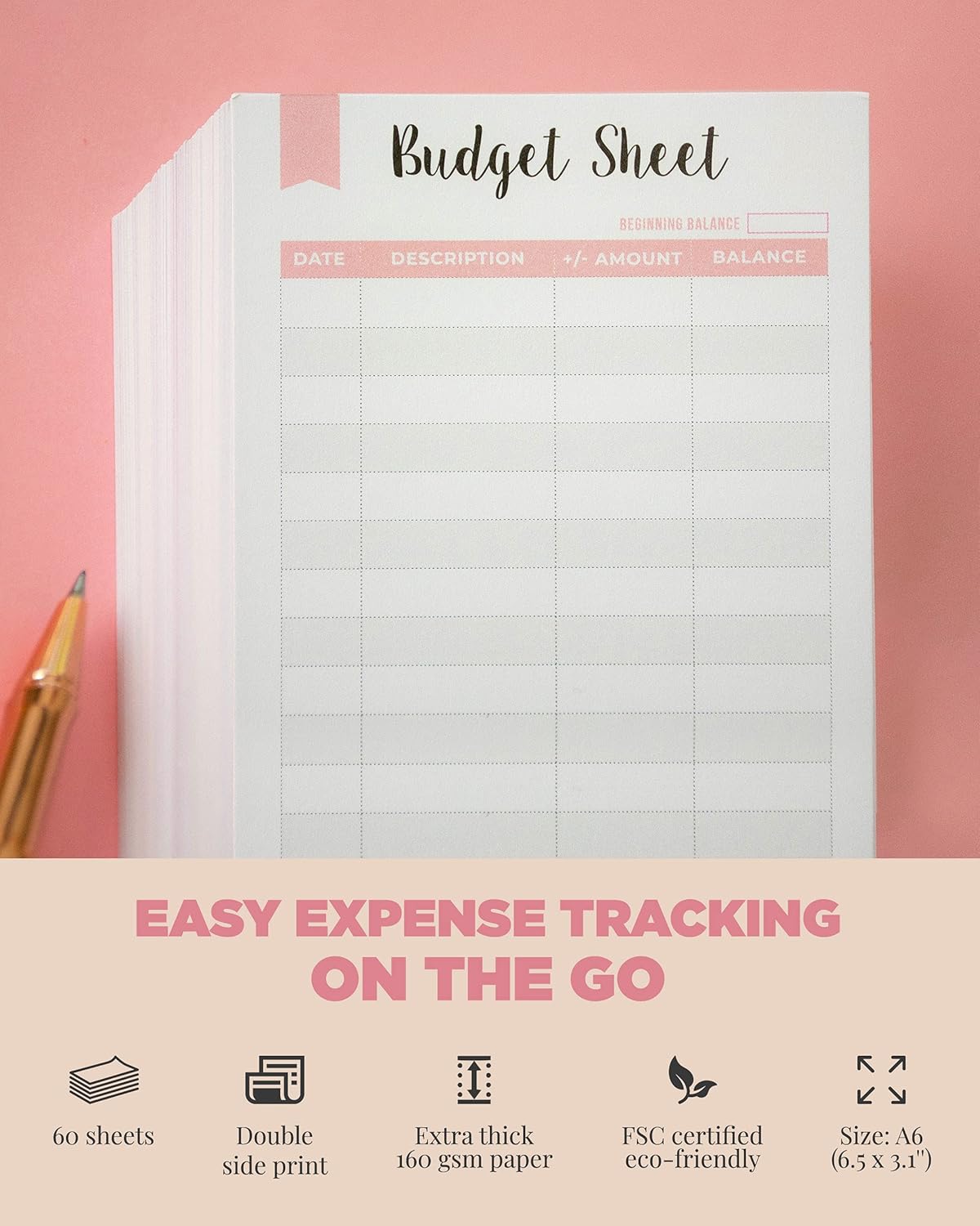 Lamare Set of 60 Expense Tracker Budget Sheets I Money Organizer for Cash & Ledger Book - Use with Cash Envelopes for Budgeting, Budget Envelopes, Cash Envelope Wallet, Budget Planner, Bill Organizer : Office Products