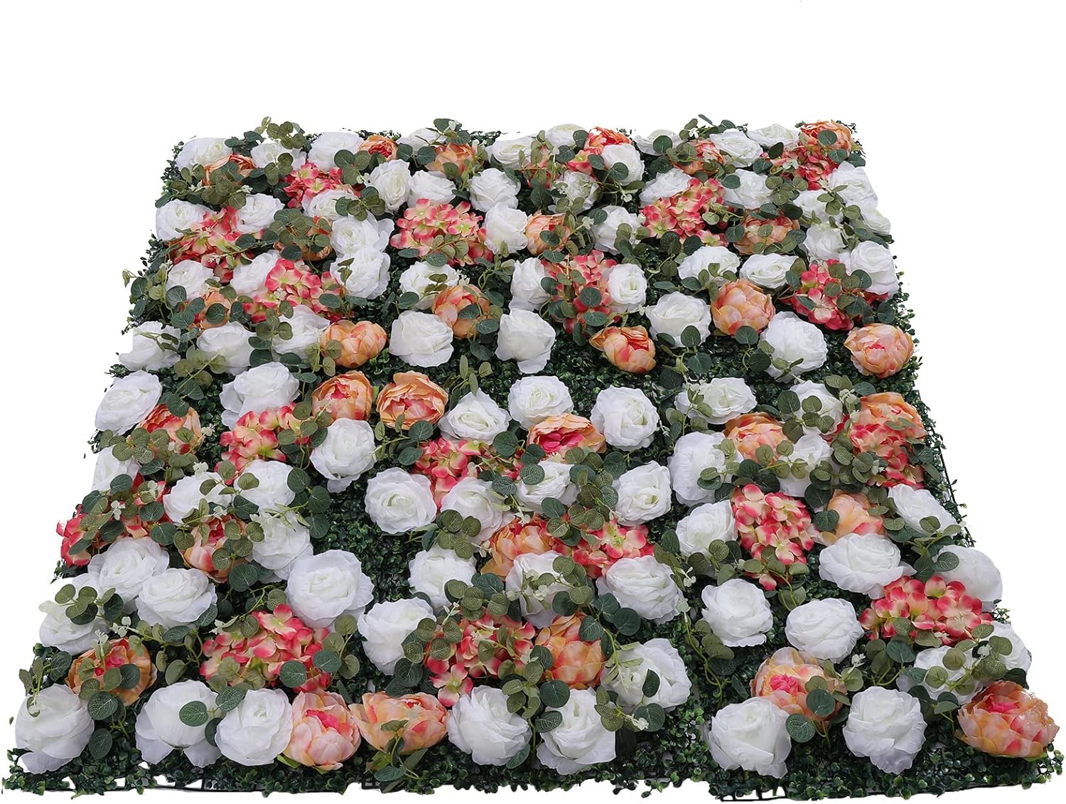 Artificial Flower Wall Panels, Silk Wedding Flower Wall Backdrop Panel, 3D Floral Panel Artificial Floral Wall Mat Flower Screen for Photo Party Wedding Wall Background Decor (12PCS White, Pink)